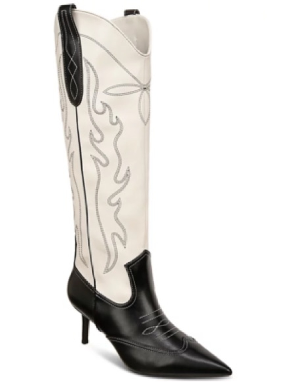 INC International Concepts Black and White Pointed-Toe Over-the-Knee Boot